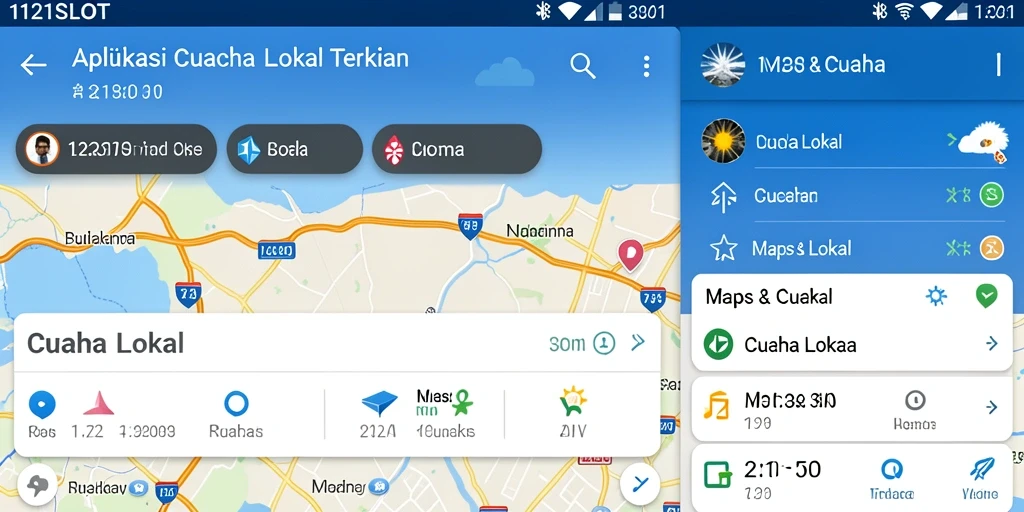 Antarmuka aplikasi 1121SLOT yang menampilkan informasi cuaca lokal.