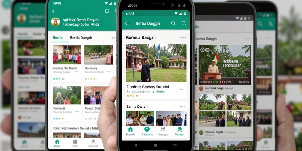 Screenshot tampilan antarmuka aplikasi MPO08 yang menampilkan berita daerah.