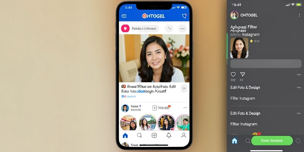 Antarmuka OHTOGEL menampilkan berbagai filter Instagram yang menarik dan mudah diakses.