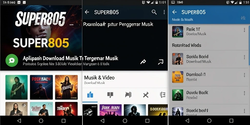 Tampilan antarmuka SUPER805 yang sederhana dan fungsional di Download Musik.