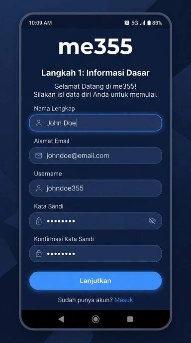 Cara Registrasi Akun Baru me355 di Android